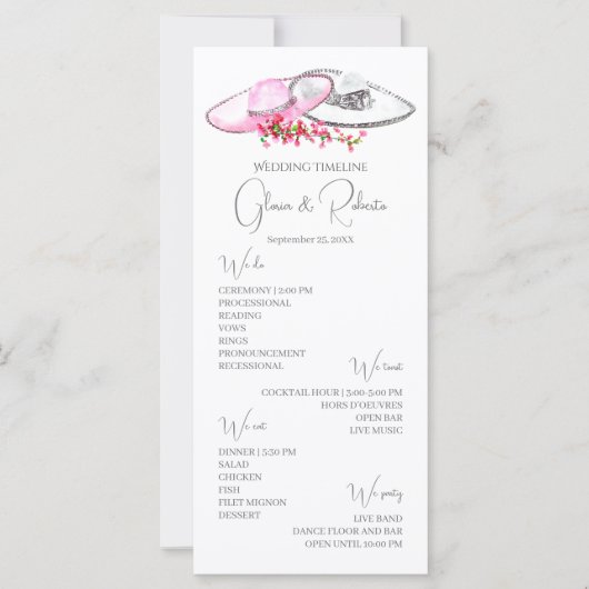 Sombreros & Blume Mexikanisches Hochzeitsprogramm (Vorderseite)