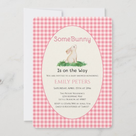 Some Bunny Baby Shower Pink Einladung (Vorderseite)