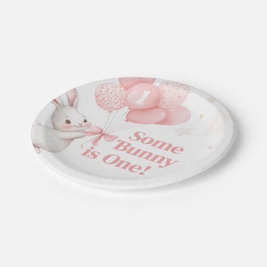 Some Bunny Balloon Birthday Party Pappteller (Schrägansicht)