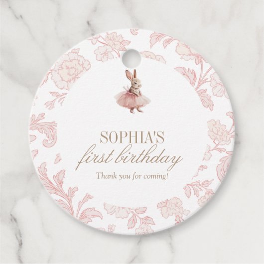 Some Bunny Birthday Pink Bunny Party Geschenkanhänger (Vorderseite)