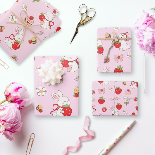 Some Bunny Birthday Pink Geschenkpapier Set