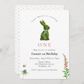 Some Bunny Cute watercolor Topiary Rabbit  Einladung (Vorne/Hinten)