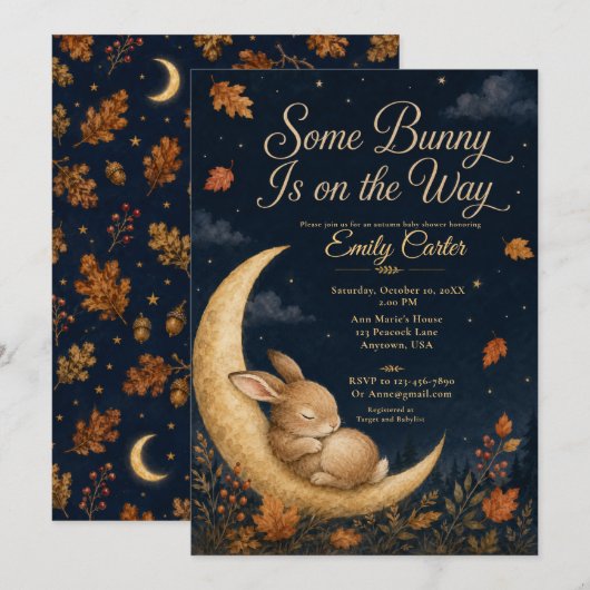 Some Bunny Fall Baby Shower Einladung (Vorne/Hinten)