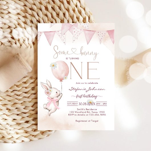 Some Bunny First 1st Birthday Invitation Einladung