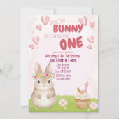 Some Bunny First Birthday, Pink Invitation Einladung (Vorderseite)