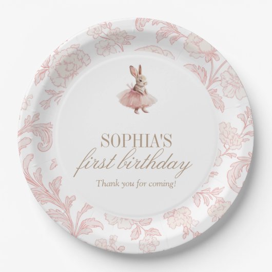 Some Bunny Geburtstag Rosa Bunny Party Pappteller (Vorderseite)