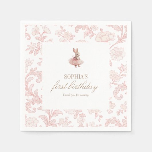 Some Bunny Geburtstag Rosa Bunny Party Serviette (Vorderseite)
