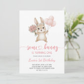 Some Bunny girl Birthday Party Einladung (Stehend Vorderseite)