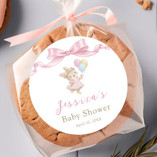 Some Bunny Girl Pink Baby Shower Runder Aufkleber