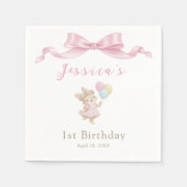 Some Bunny Girl Pink is Turning One Birthday Serviette (Vorderseite)