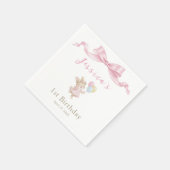 Some Bunny Girl Pink is Turning One Birthday Serviette (Ecke)