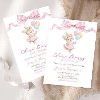 Some Bunny Girl Rosa Baby-Shower-Party Einladung