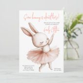 Some Bunny Is Almost Here Ballerina Baby Shower Einladung (Stehend Vorderseite)