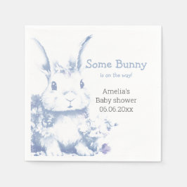 Some Bunny is coming Blue Baby Shower  Serviette