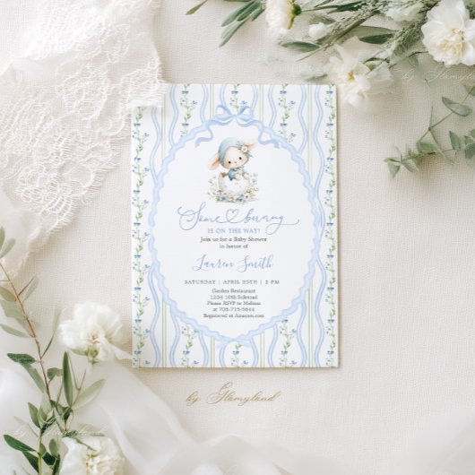 Some Bunny Is On The Way Baby Shower Boy Einladung