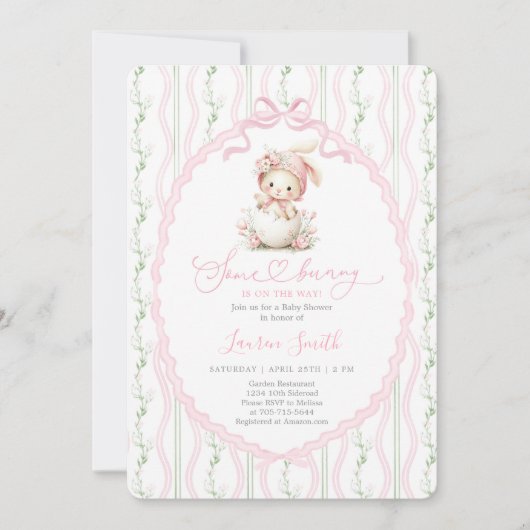 Some Bunny Is On The Way Baby Shower Girl Einladung (Vorderseite)
