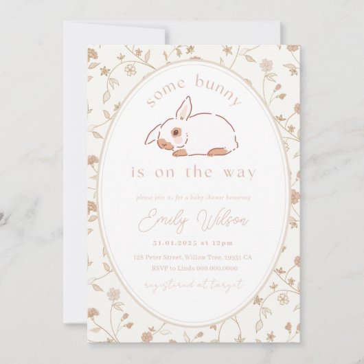 Some Bunny is on the Way Baby Shower Invitation Einladung (Vorderseite)