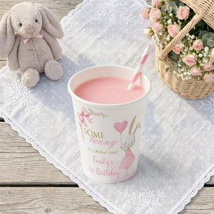 Some Bunny is One 1. Geburtstag Rosa Schleife Coqu Pappbecher