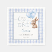 Some Bunny Is One Blue Balloons 1st Birthday Serviette (Vorderseite)