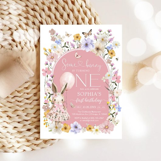 Some Bunny Is ONE First 1st Birthday Invitation Einladung