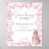 Some Bunny Is One Girl 1st Birthday Welcome Poster (Vorne)