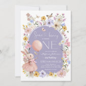 Some Bunny is ONE Girl Birthday Invitation Einladung (Vorderseite)