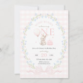 Some Bunny is One Girl's 1st Birthday Einladung (Vorderseite)