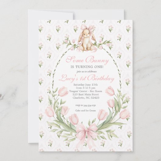 Some Bunny is One Invitation, Bunny Birthday Einladung (Vorderseite)