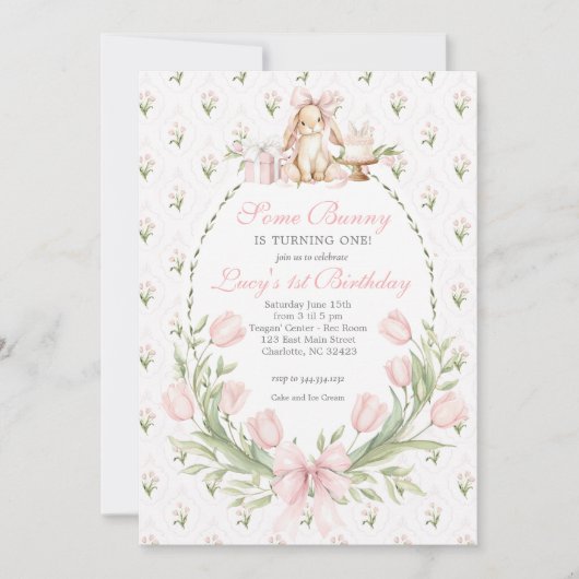 Some Bunny is One Invitation, Bunny Birthday Einladung (Vorderseite)