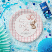 Some Bunny Is One Pink Balloons 1st Birthday Pappteller (Party)