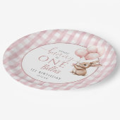 Some Bunny Is One Pink Balloons 1st Birthday Pappteller (Schrägansicht)