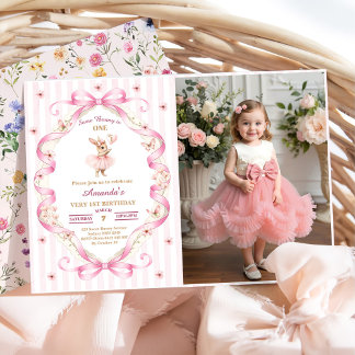 Some Bunny is One Pink Bow Gingham 1. Geburtstag Einladung