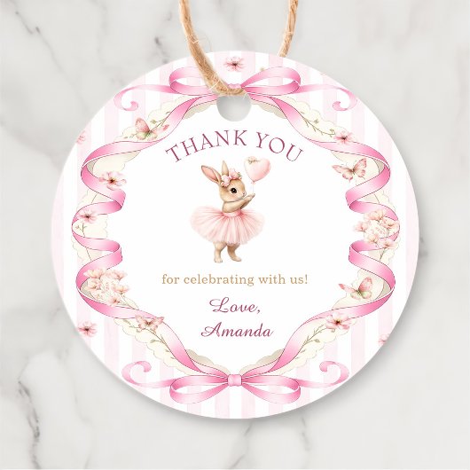 Some Bunny is One Pink Bow Gingham 1st Birthday Geschenkanhänger