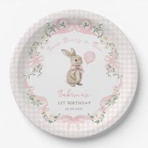 Some Bunny is One: Rosa Schleife Gingham 1. Geburt