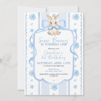 Some Bunny is One Watercolor Birthday Invitation Einladung