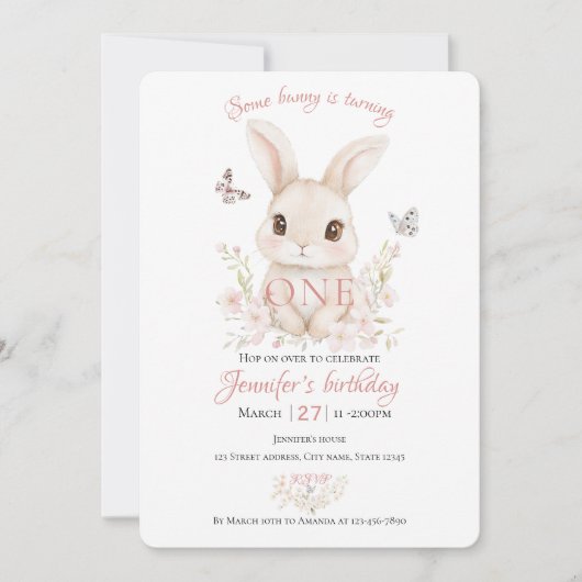 Some Bunny is Turning One Birthday Invitation Einladung (Vorderseite)