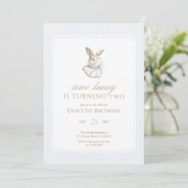 Some Bunny Is Turning Two Blue Vintage Birthday Einladung