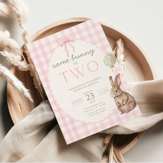 Some Bunny is Two Birthday Invitation Easter Einladung