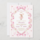 Some Bunny ist ein rosa Schleife Gingham 1. Geburt Einladung (Vorderseite)