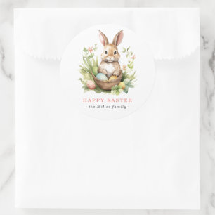 Some Bunny Liebt Dich   Frühlingsflorales Osterhas Runder Aufkleber