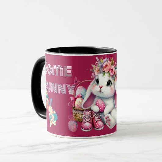 Some Bunny Loves Me Whimsical Spring Personalized  Tasse (Vorderseite Links)