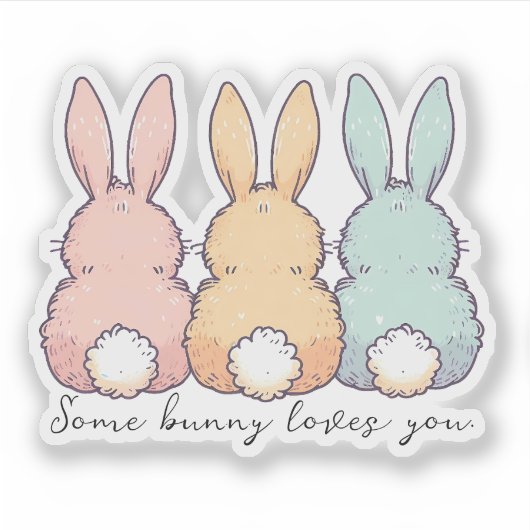 Some Bunny Loves You Custom Contour Aufkleber (Vorderseite)