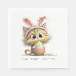 Some Bunny Loves You Cute Easter Cat Napkins Serviette