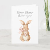 Some Bunny Loves You Pink Bow Heart Cookie Karte (Vorderseite)