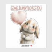 Some Bunny Loves You with Heart Balloon Aufkleber (Blatt)