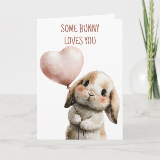 Some Bunny Loves You with Heart Balloon Karte (Vorderseite)