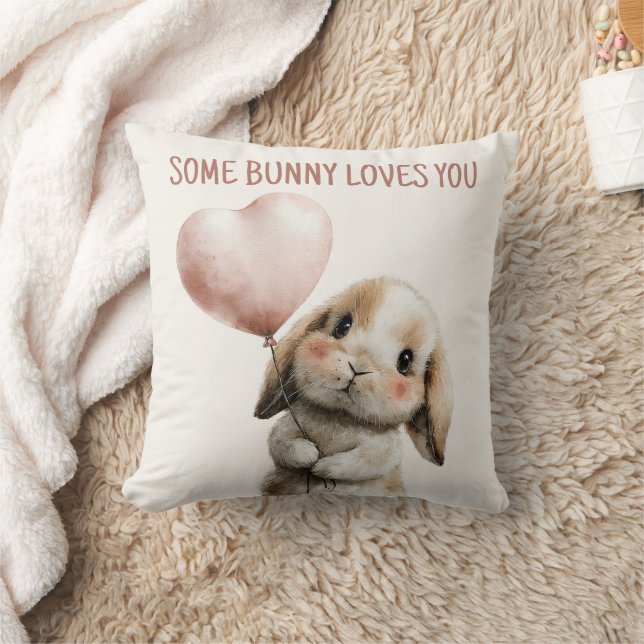 Some Bunny Loves You with Heart Balloon Kissen (Decke)