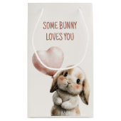 Some Bunny Loves You with Heart Balloon Kleine Geschenktüte (Rückseite)