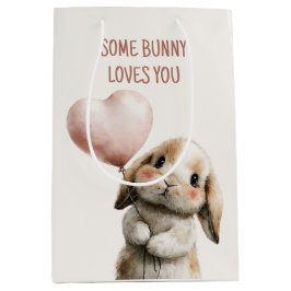 Some Bunny Loves You with Heart Balloon Mittlere Geschenktüte