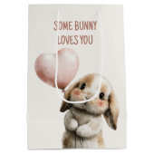 Some Bunny Loves You with Heart Balloon Mittlere Geschenktüte (Rückseite)